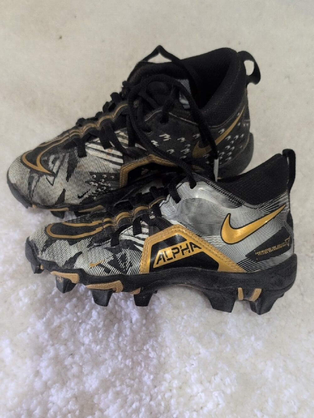 Nike Kids Black and Gold Alpha Turf Sneakers - Picture 2 of 3